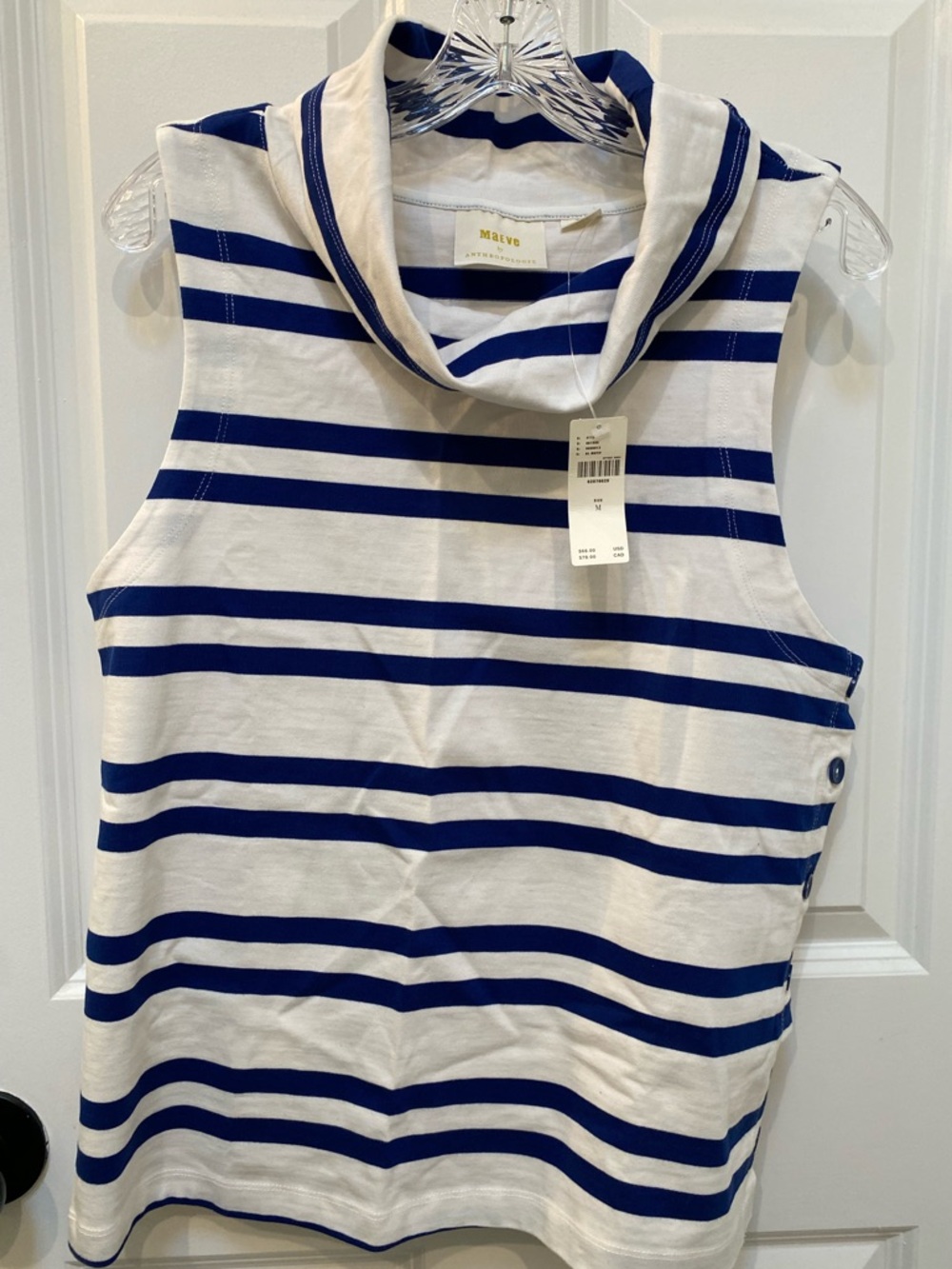 Anthropologie Navy and White Striped Tank Top